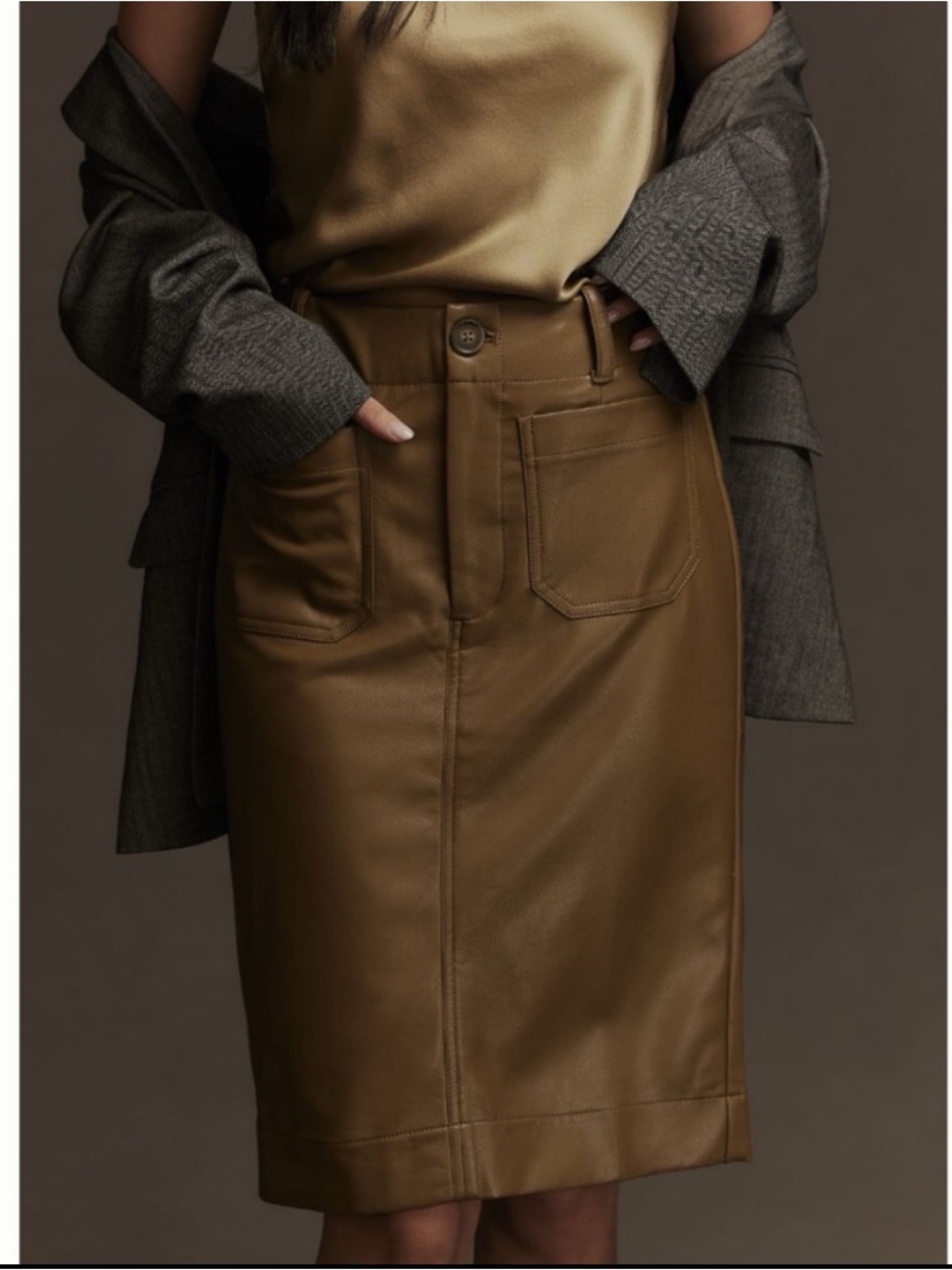 NWT Anthropologie The Colette Faux Leather Skirt by Maeve